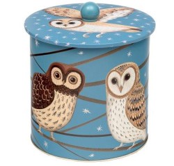 DD2965 Blue Biscuit barrel Barn Owls
